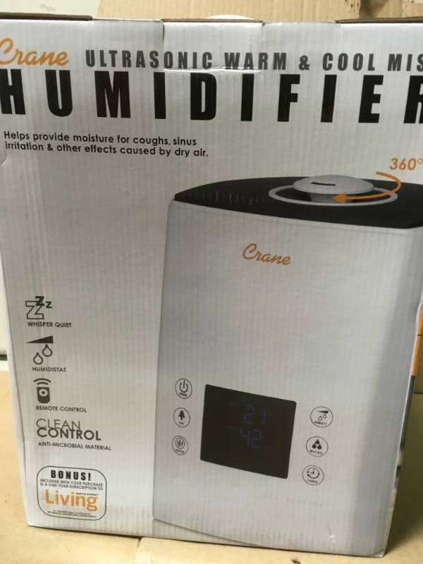 lot 86 image: Crane USA Digital Ultrasonic Warm & Cool Mist Humidifier  open box in like new condition