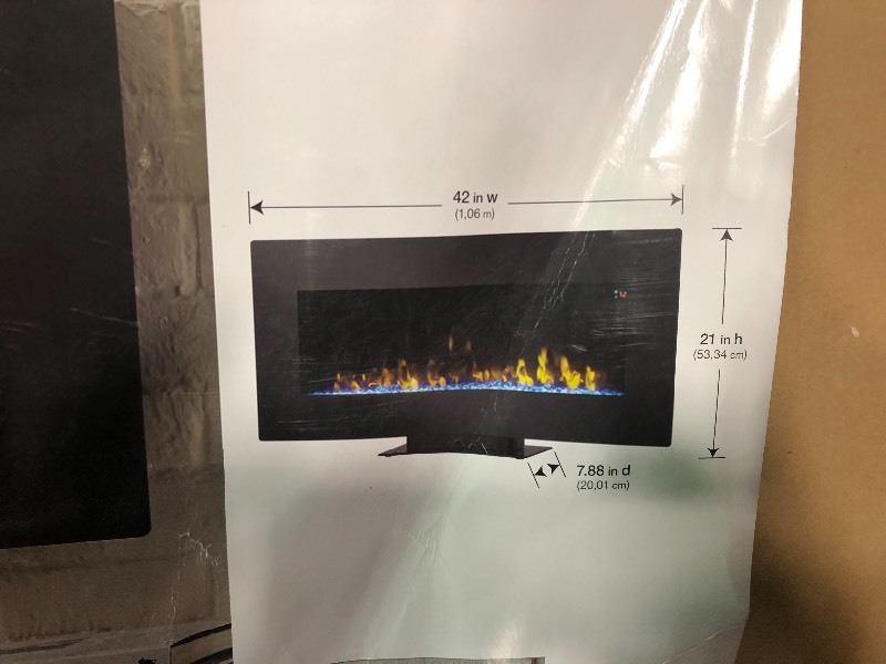 lot 107 image: Home Decorators Collection  42 in. Infrared Wall Mount Electric Fireplace in working conditions