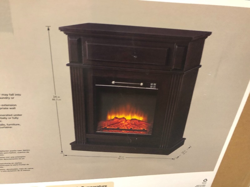 lot 110 image: Hampton Bay  Parksley 31 in. Freestanding Compact Infrared Electric Fireplace in Espresso  in good conditions