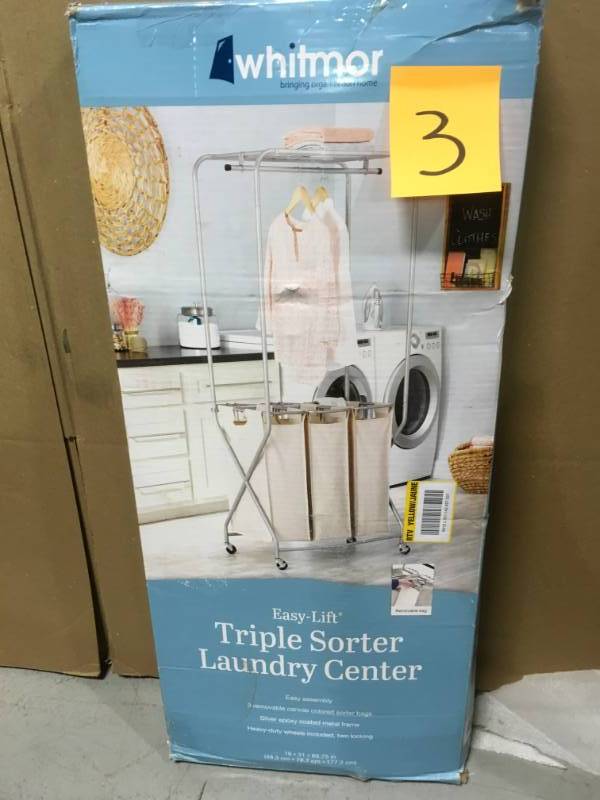 Whitmor Easy Lift Triple Hamper Laundry Center open box not used
