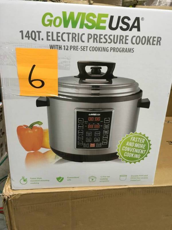 GoWISE USA 14 Qt. Electric Pressure Cooker with 12-Presets open box not used
