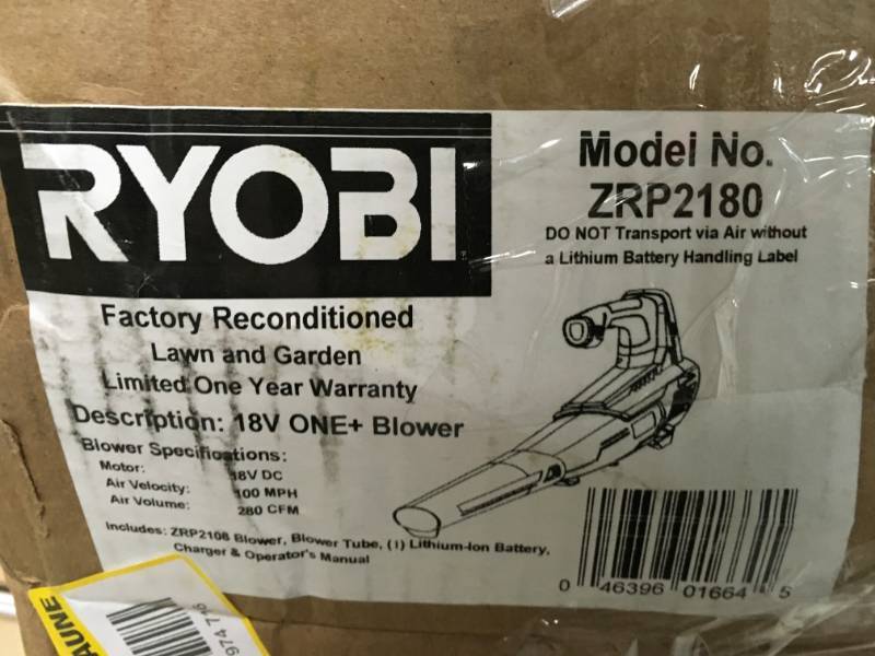 Ryobi Reconditioned ONE 100 MPH 280 CFM 18-Volt Lithium-Ion Cordless Leaf Blower - 4.0 Ah Battery and Charger Included open box not used