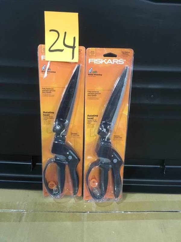 LOT OF 2 Fiskars 5 in. Steel Rotating Blades Loop-Handled Grass Shears not used