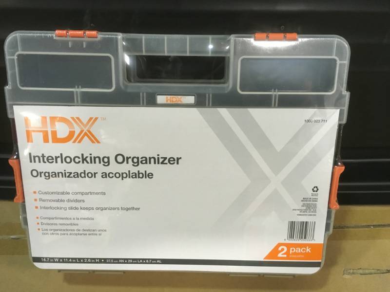 HDX 15-Compartment Interlocking Small Parts Organizer in Black (2-Pack) not used