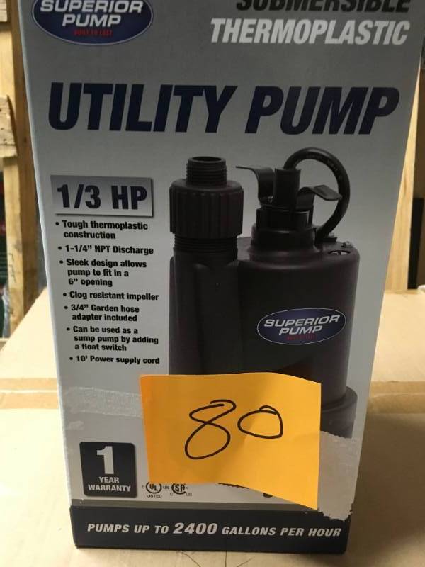Superior Pump 13 HP Submersible Thermoplastic Utility Pump in good working condition