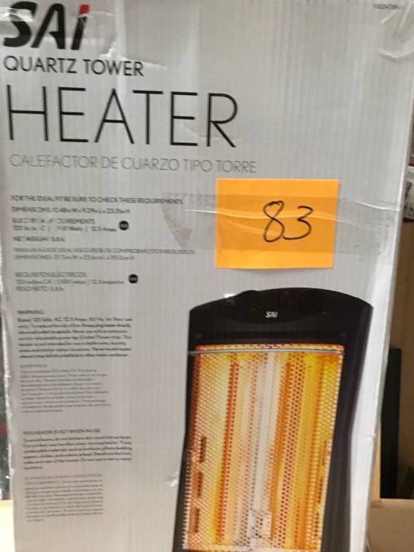 SAI 1500-Watt Quartz Tower Heater, Black open box not used