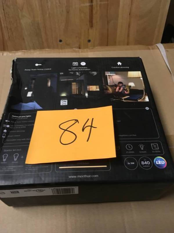Philips Hue White A19 LED 60W Equivalent Dimmable Smart Wireless Lighting Starter Kit (2 Bulbs, and Bridge) not used