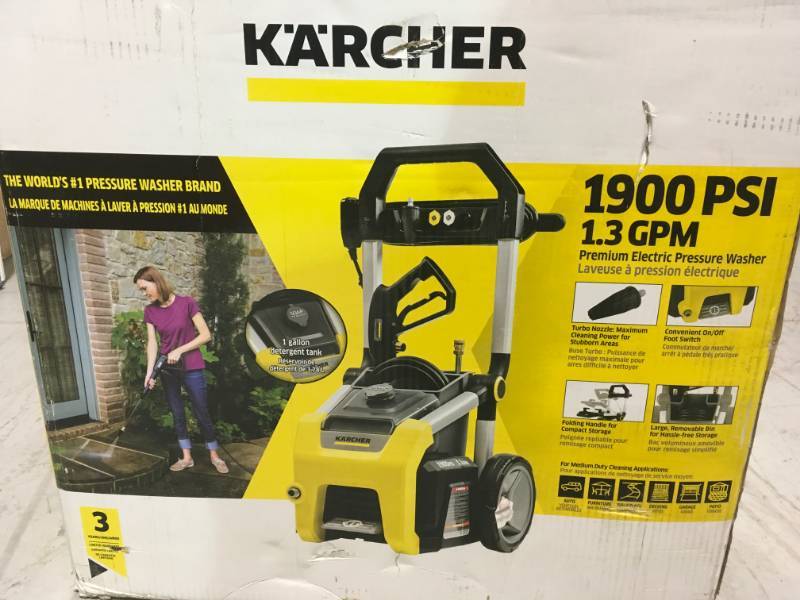lot 23 image: Karcher K1910 1900 PSI 1.3 GPM Electric Pressure Washer  in like new condition