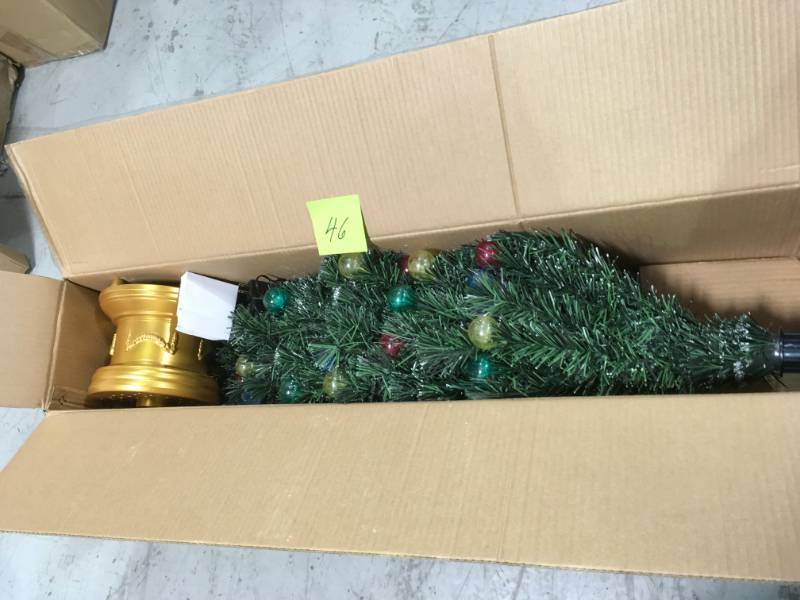 lot 46 image: National Tree Company 4 ft. Fiber Optic Fireworks Artificial Christmas Tree with Ball Ornaments  in like new condition