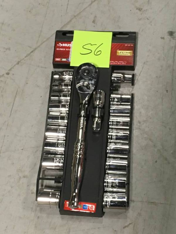 lot 56 image: Husky 12 in. Drive SAEMM Socket Set (22-Piece) MISSING 2 PCS