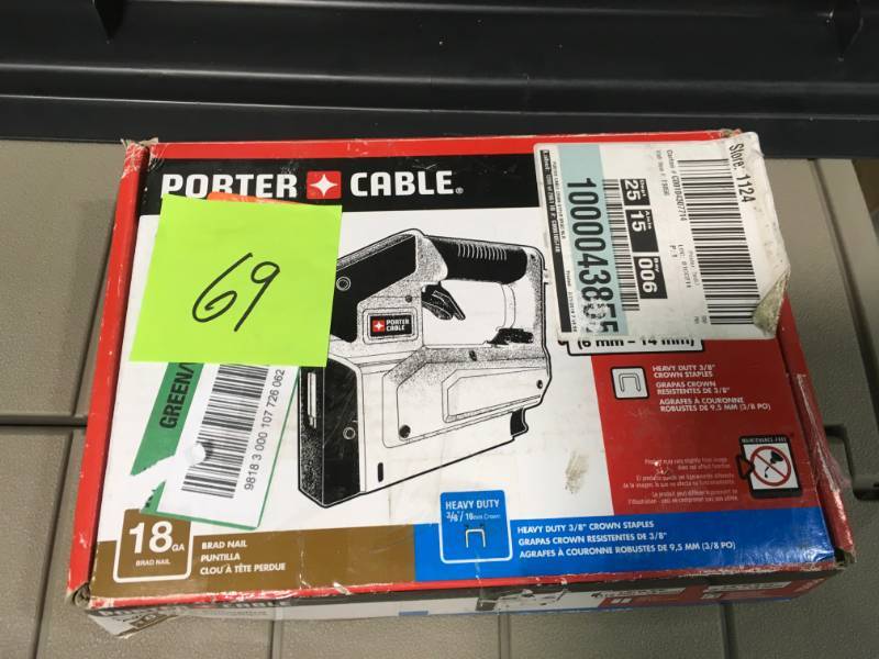 lot 69 image: Porter-Cable Pneumatic 18-Gauge 38 in. Crown Stapler  in like new condition