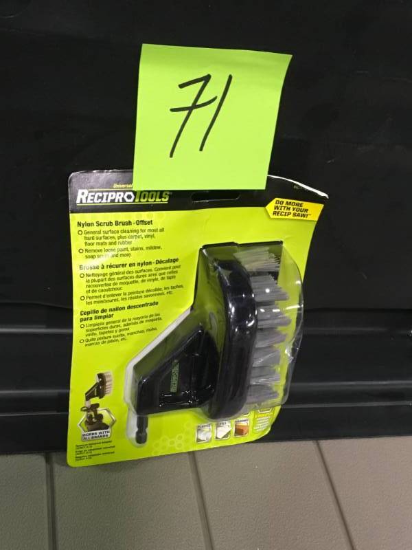lot 71 image: ReciproTool Nylon Scrub Brush-Offset Accessory for use with Universal Adapter for Reciprocating Saws  in like new condition