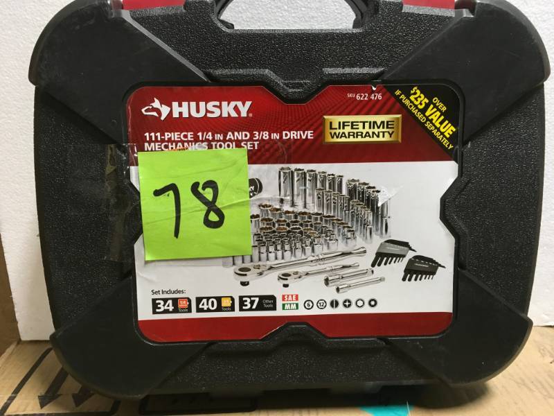 lot 78 image: Husky Mechanics Tool Set (111-Piece)  in like new condition