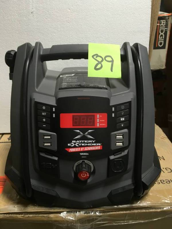 lot 89 image: Schumacher Battery Extender 12-Volt, 1,200 Amp Battery Jump Starter  in like new condition