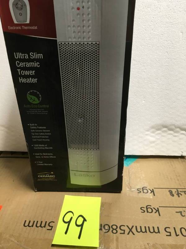 lot 99 image: Lasko Ceramic Desktop Indoor Heater White 1500W CT14102  in like new condition