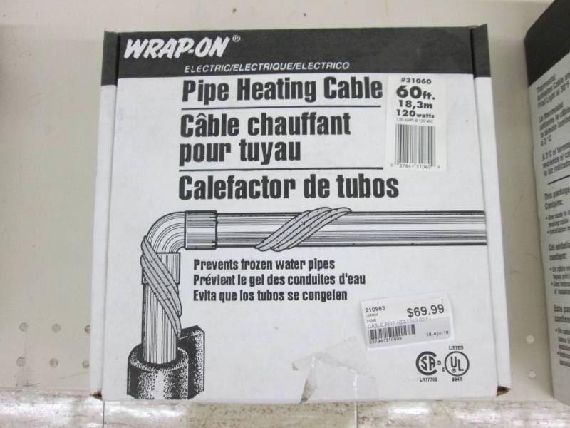 Wrap on pipe heating cable 60 foot...