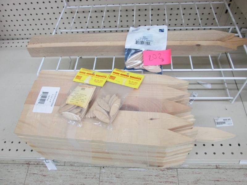 Lot of wood stakes and joioning bis...