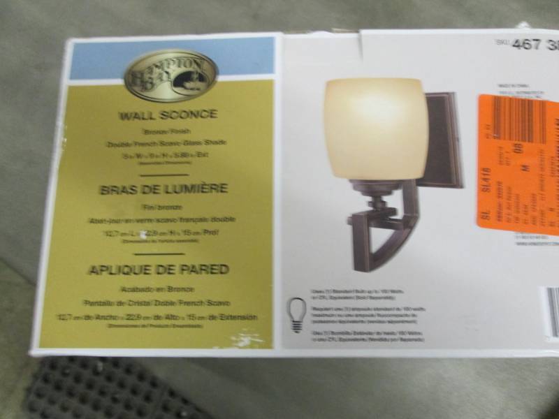 Hampton Bay 1 Light Wall Sconce Ret...
