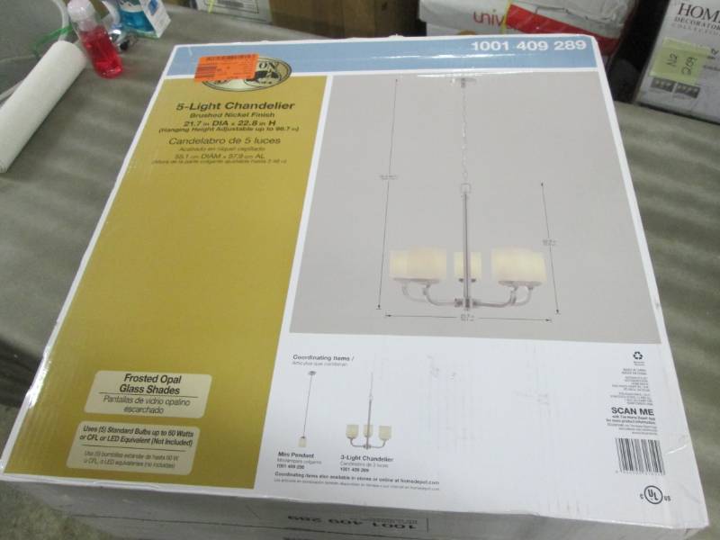 Hampton Bay 5-Light Brushed Nickel ...
