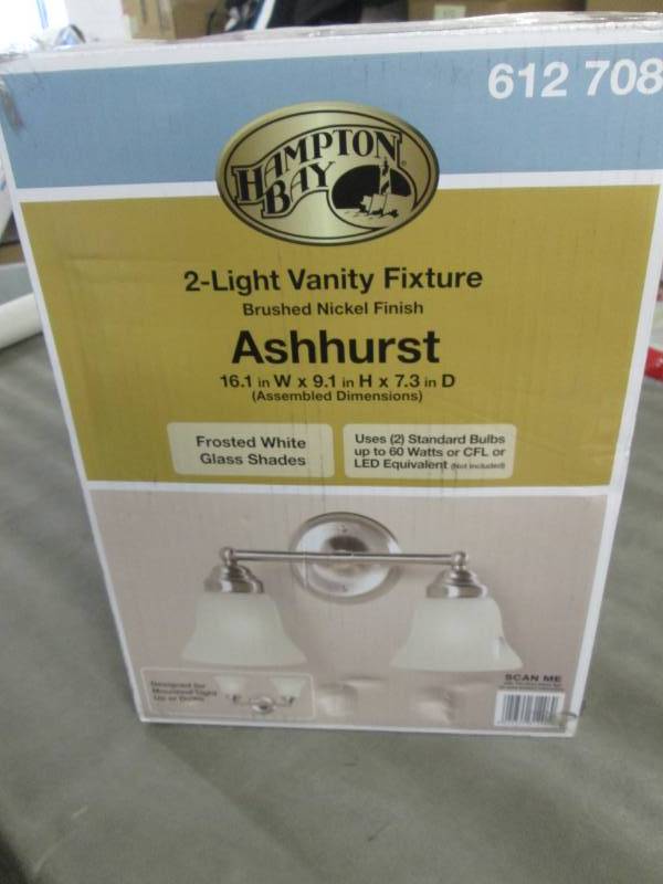 Hampton Bay 2-Light Brushed Nickel ...