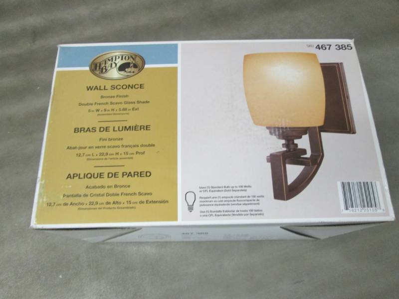 Hampton Bay 1-Light Bronze Sconce w...