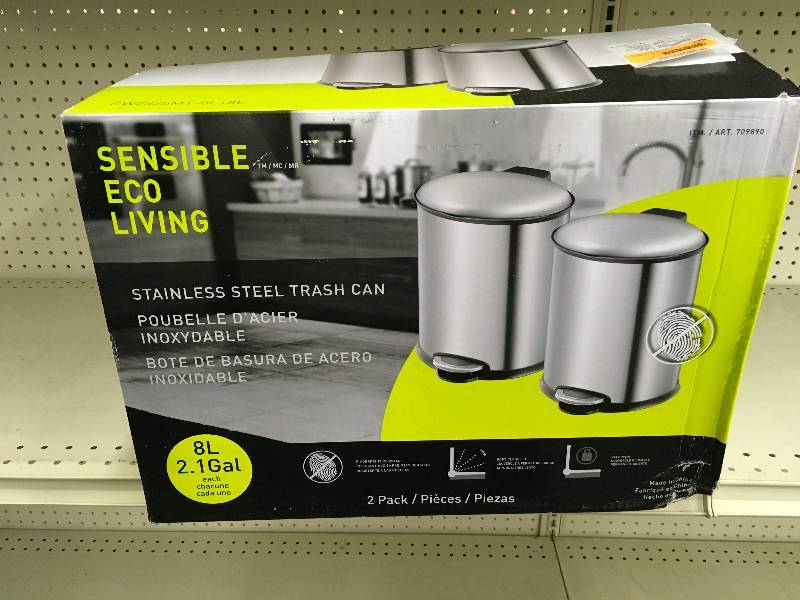 lot 235 image: Eko 8L 2PK Stainless Steel Garbage Cans, Retail $19.99