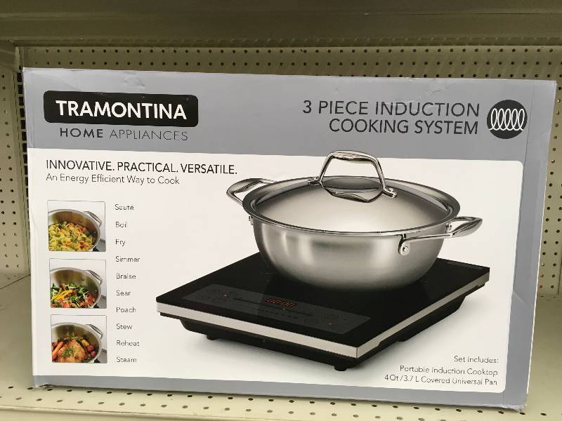 lot 243 image: Tramontina 3 PC Induction Cooking System, Retail $69.99