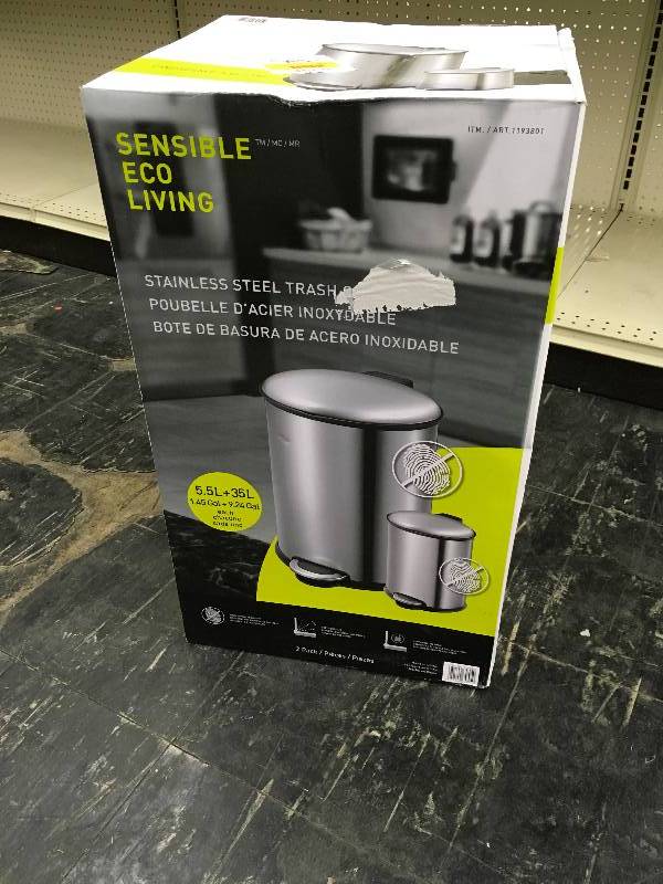 lot 261 image: Stainless Steel Trash Can Combo Pack, Retail $29.99