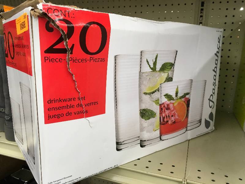 lot 287 image: Sisecam 20PC Drinkware, Retail $16.99