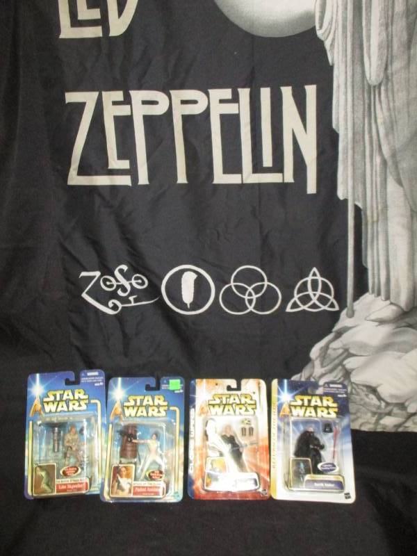 lot 36 image: Star Wars Figures and Led Zeplan Tapestry