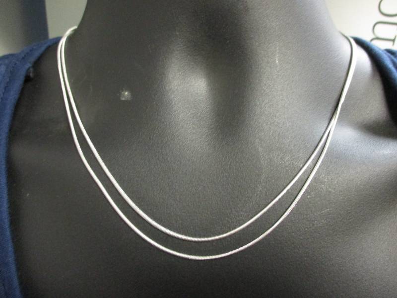 lot 6 image: Sterling Silver 925 1.5 mm Charm wave Chain Neclaces set of 2 Chain Necklace 16-30