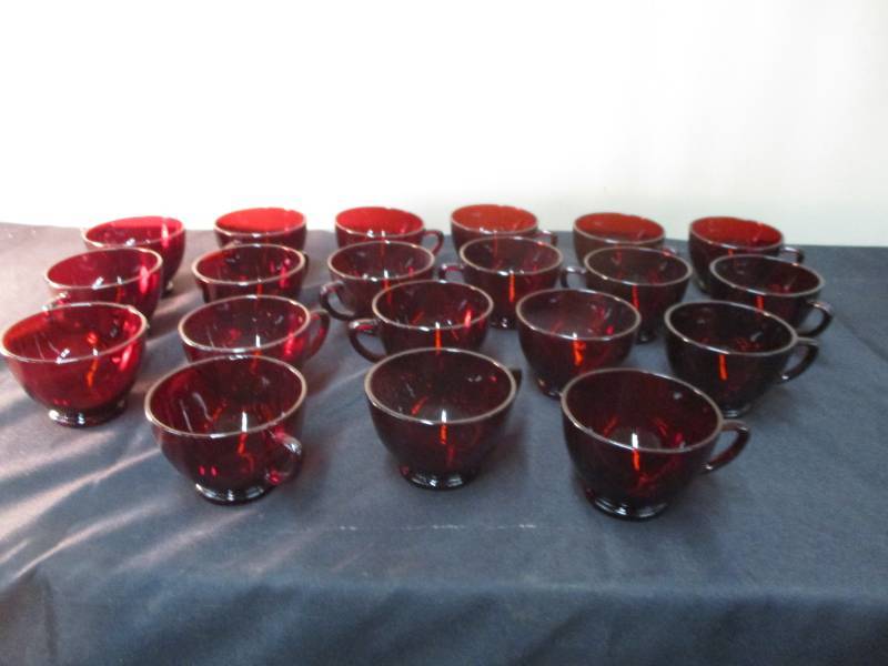 red glass coffee cups