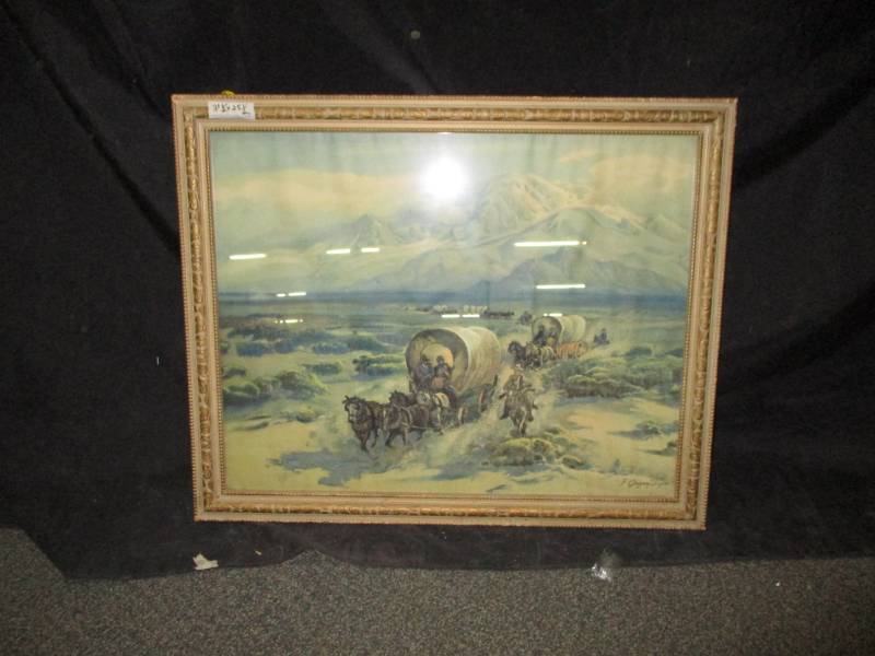 lot 82 image: Antique frame and picture