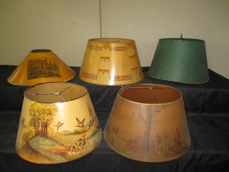 lot 132 image: 5 vintage lamp shades, some need fixing