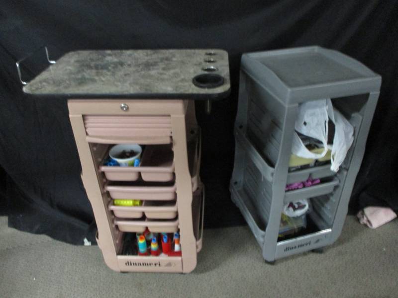 lot 139 image: 2 Carts full of rollers and supplies on wheels