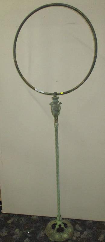 lot 183 image: Bird Cage Stand   71 Tall seems like its all brass with brass bottom and cast bottom need to look at