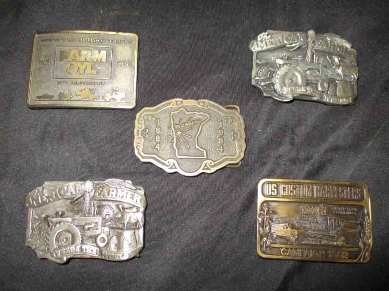 lot 288 image: 5 Farming related belt buckles