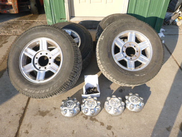 4 Tires with Center Caps and Lug Nuts