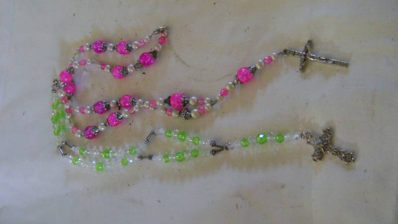 2 HAND MADE ROSARIES