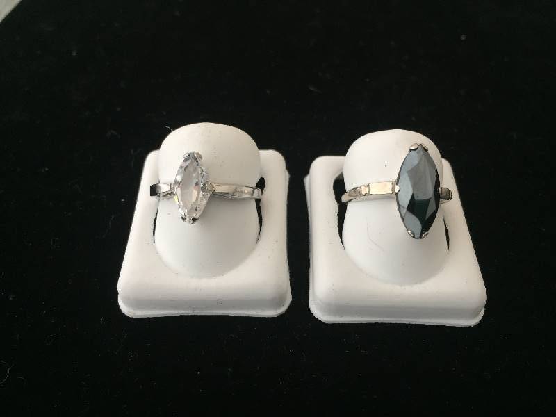 lot 20 image: Sterling Silver Marquis Stone Rings
