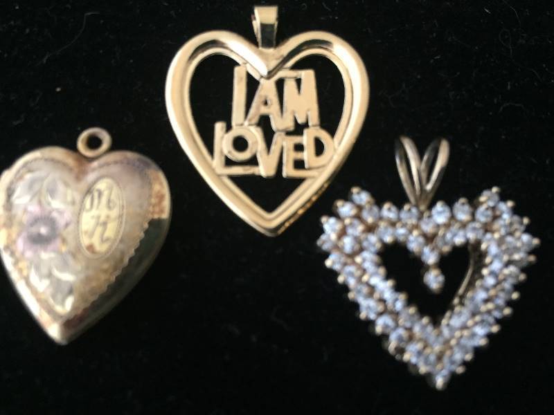 lot 21 image: Sterling Silver Heart Pendants - Qty 3