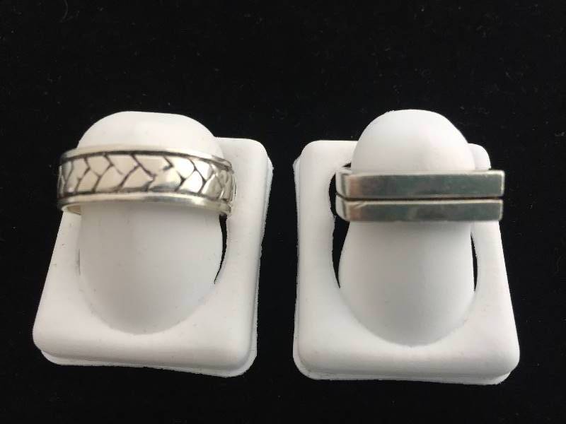 lot 44 image: Sterling Silver Band Rings - Qty 2