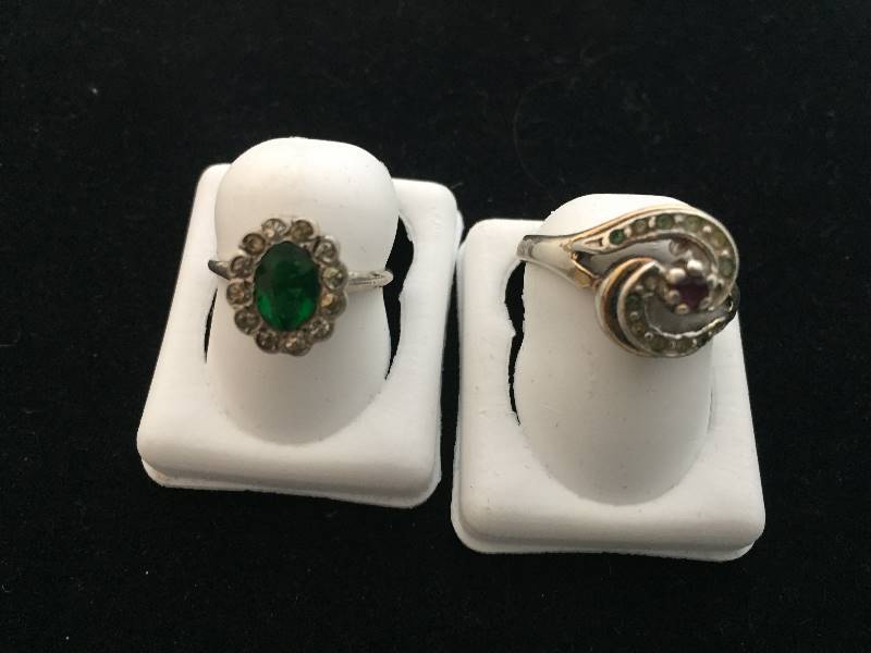 lot 50 image: Sterling Silver Rings with Stones - Qty 2