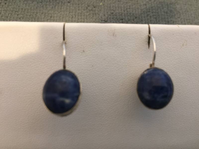 lot 53 image: Sterling Silver Blue Lapis Pierced Earrings