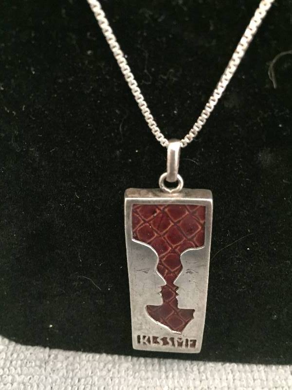 lot 54 image: Sterling Silver Necklace KISS ME