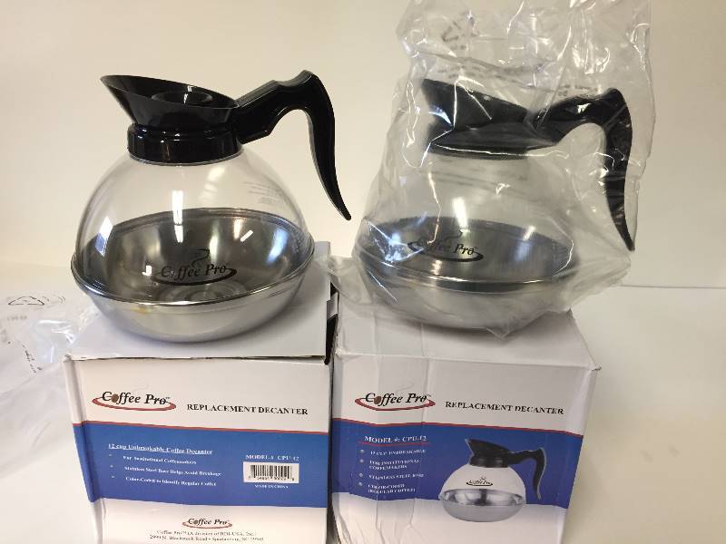 lot 17 image: 2 New Coffee Pro Replacement Decanters - 12 Cup