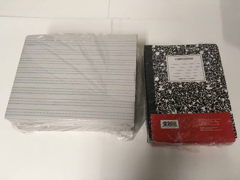 lot 61 image: 6 Compostion Notebooks & 2 Packs Skip A line Ruled Newsprint