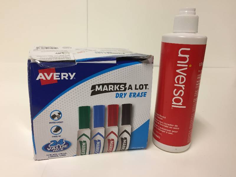 lot 36 image: 24 Avery Marks-a-Lot Dry Erase Markers & Universal Spray Cleaner