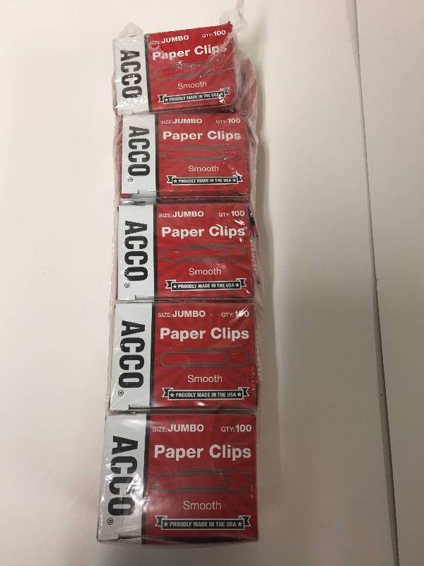 lot 38 image: 1000 JUMBO ACCO Paper Clips