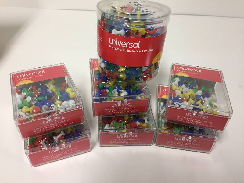 lot 40 image: 1000 Universal Push Pins - Asst Colors